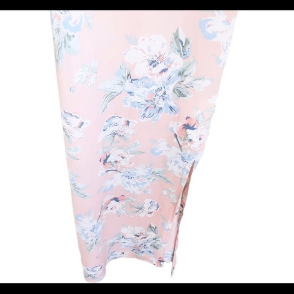 REVAMPED Floral Print Camisole Strap Maxi Dress With Side Slit Blush Pink Small - Picture 10 of 12